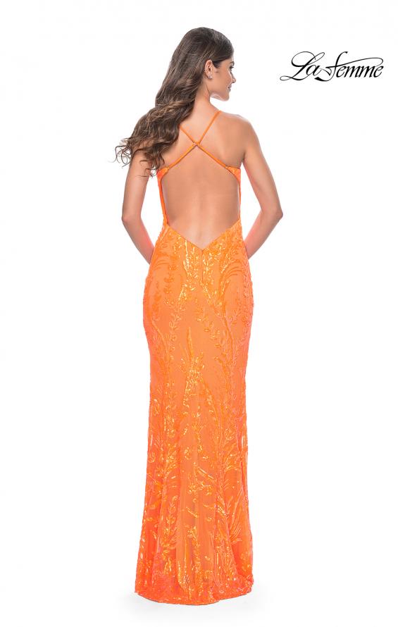 La Femme 32343 prom dress images. La Femme 32343 is available in these colors: Bright Green, Orange.