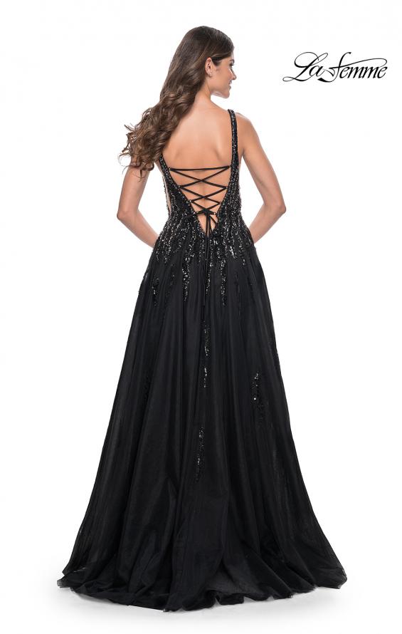 La Femme 32345 prom dress images. La Femme 32345 is available in these colors: Black.