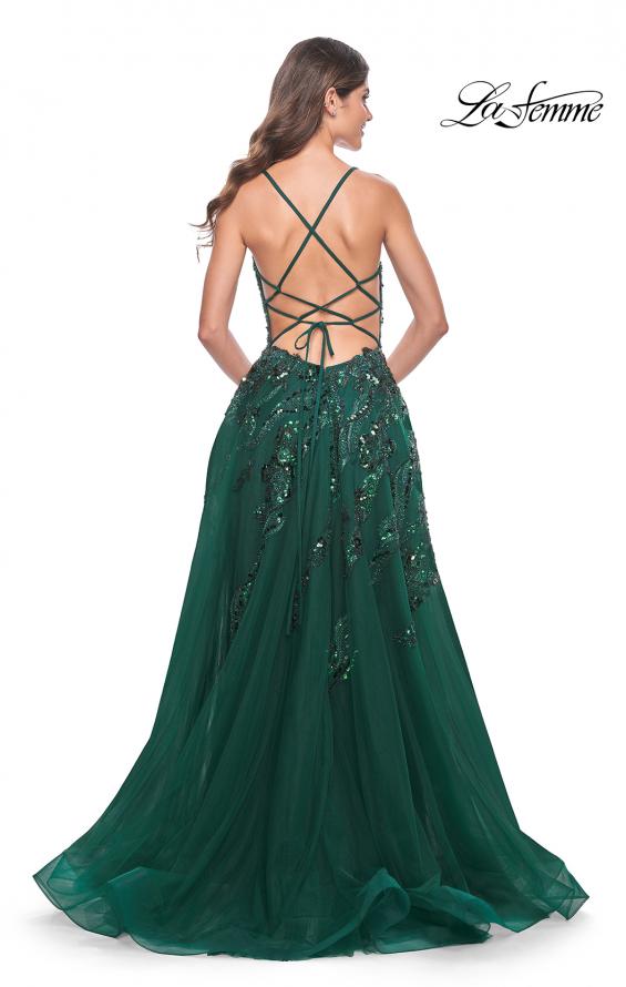La Femme 32346 prom dress images. La Femme 32346 is available in these colors: Emerald, Navy.