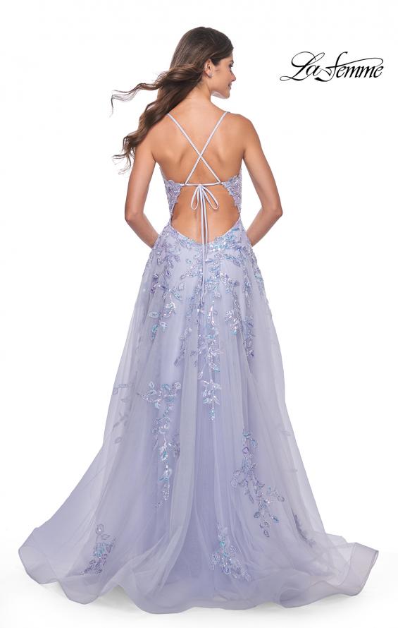 La Femme 32349 prom dress images. La Femme 32349 is available in these colors: Light Periwinkle.
