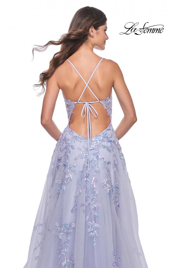 La Femme 32349 prom dress images. La Femme 32349 is available in these colors: Light Periwinkle.