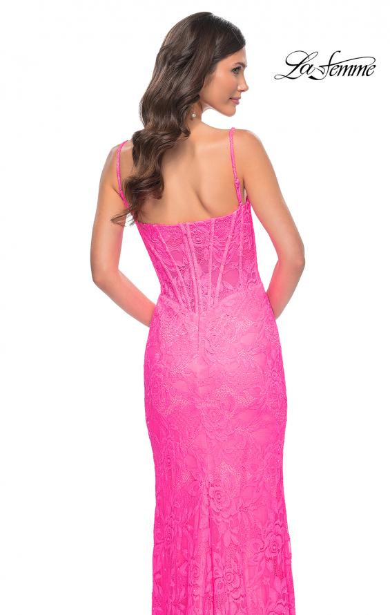 La Femme 32423 prom dress images. La Femme 32423 is available in these colors: Neon Pink.