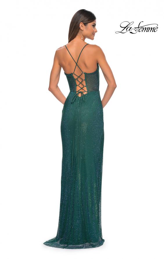 La Femme 32446 prom dress images. La Femme 32446 is available in these colors: Emerald, Red, Royal Blue.