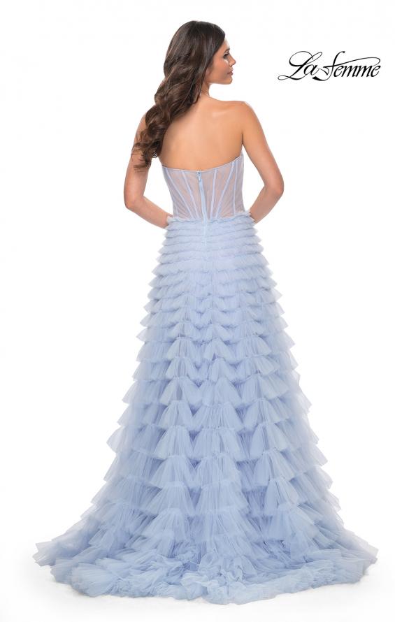 La Femme 32447 prom dress images. La Femme 32447 is available in these colors: Light Periwinkle.