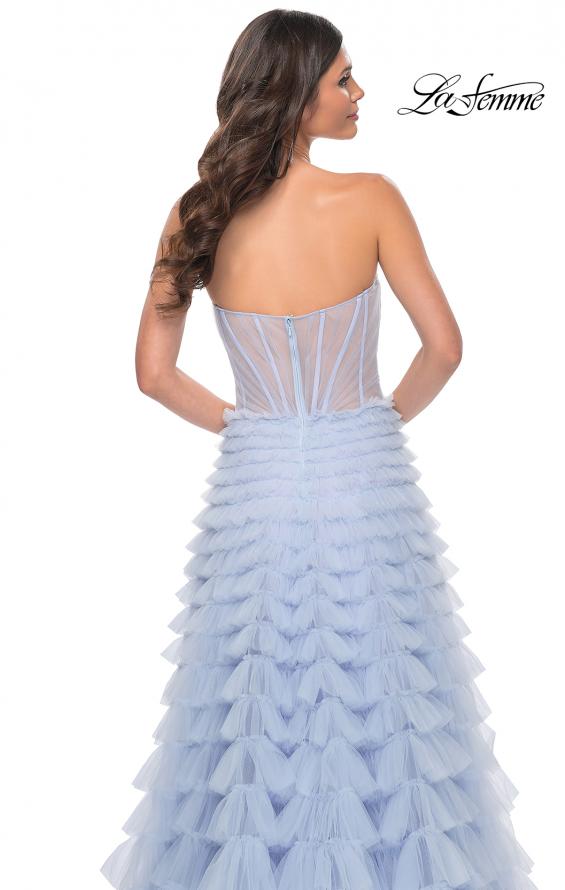 La Femme 32447 prom dress images. La Femme 32447 is available in these colors: Light Periwinkle.