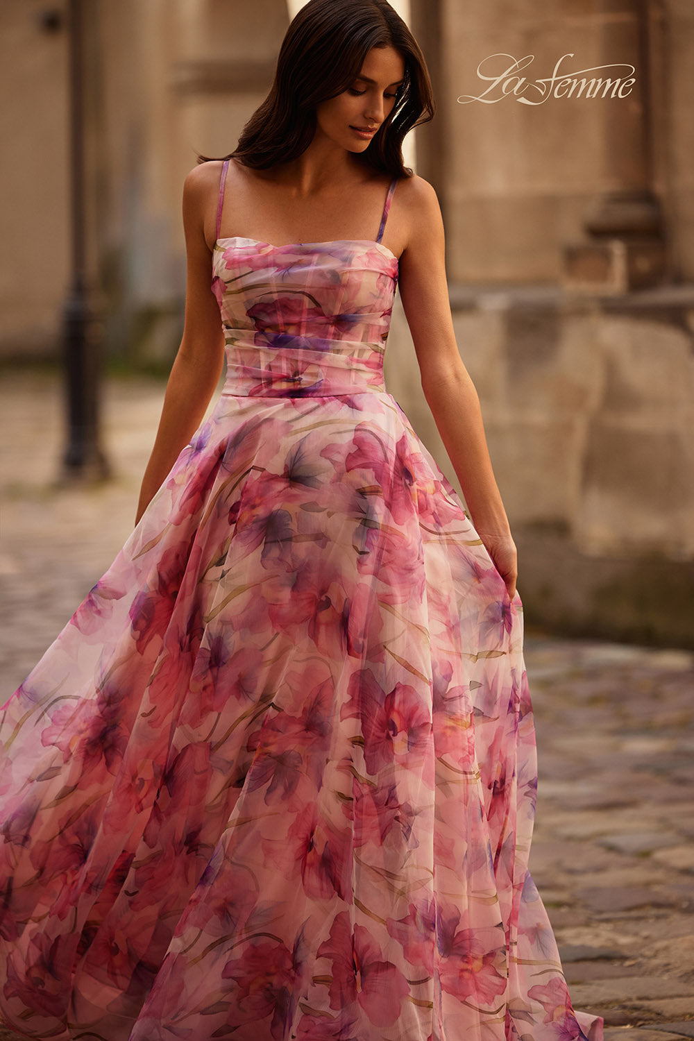 La Femme 32686 prom dress images. La Femme 32686 is available in these colors: Pink.