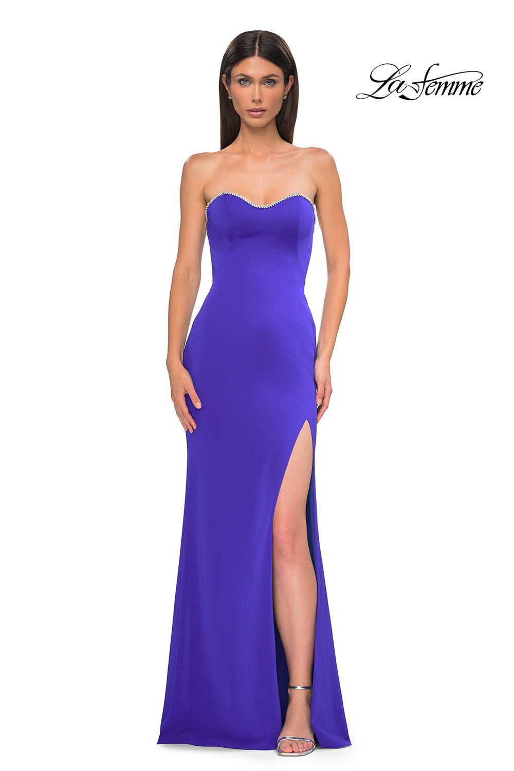La Femme 32733 prom dress images. La Femme 32733 is available in these colors: Black, Dark Emerald, Red, Royal Blue.