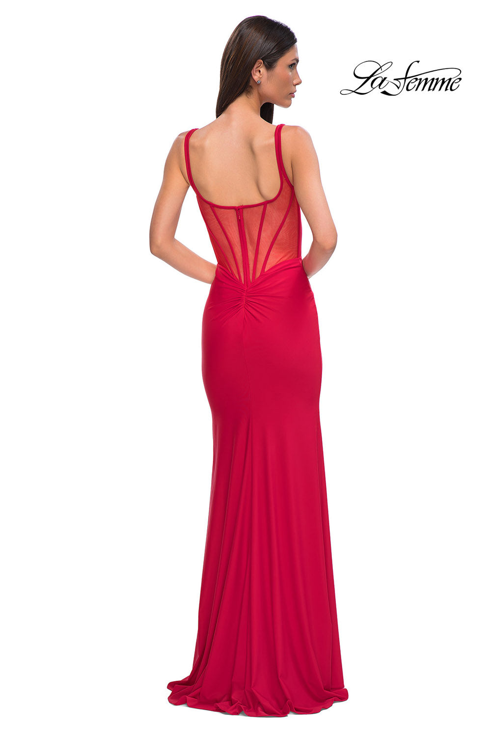 La Femme 32763 prom dress images. La Femme 32763 is available in these colors: Black, Dark Teal, Red, Royal Blue.