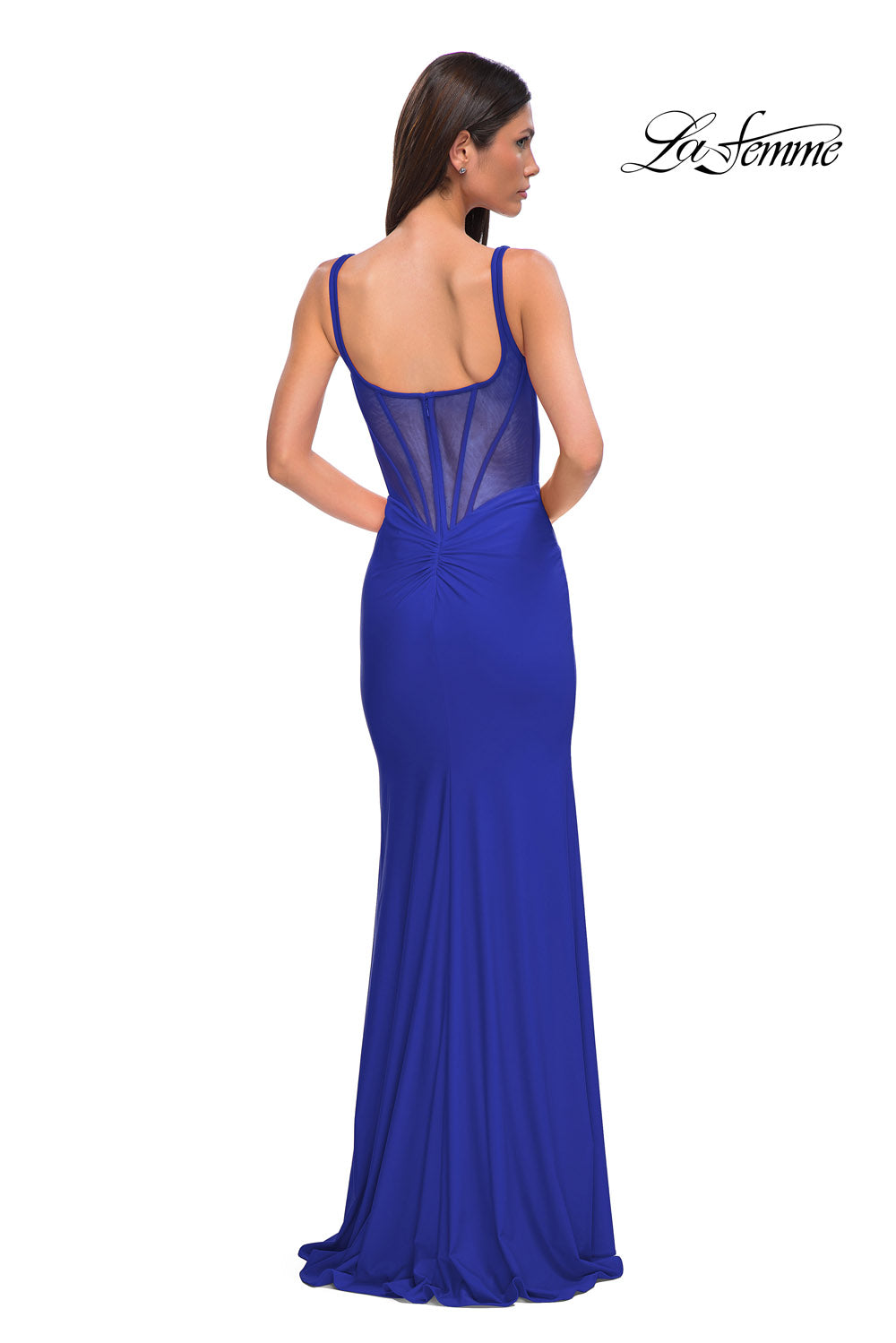 La Femme 32763 prom dress images. La Femme 32763 is available in these colors: Black, Dark Teal, Red, Royal Blue.