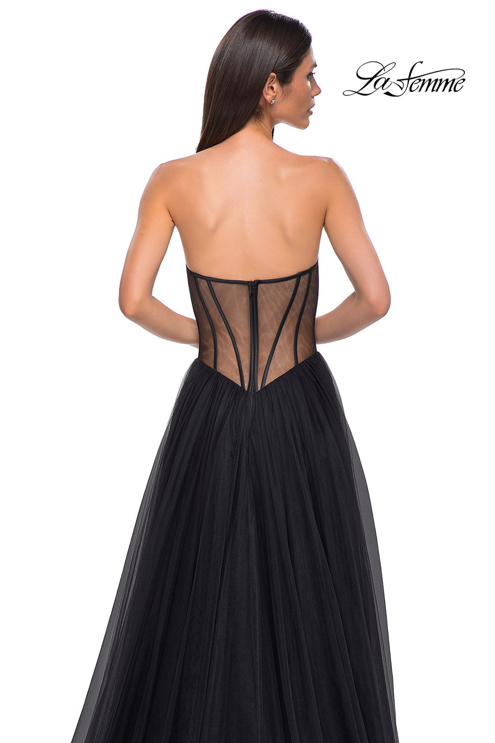 La Femme 32771 prom dress images. La Femme 32771 is available in these colors: Black.
