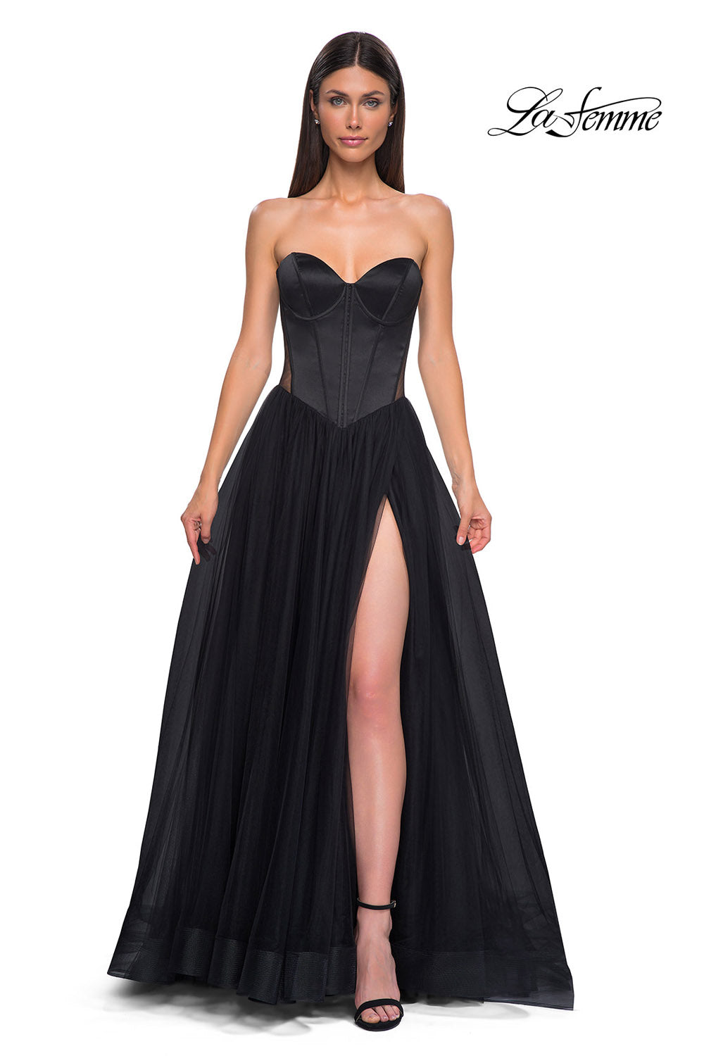 La Femme 32771 prom dress images. La Femme 32771 is available in these colors: Black.