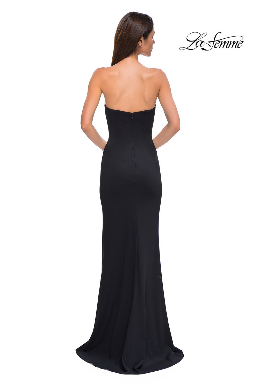 La Femme 32784 prom dress images. La Femme 32784 is available in these colors: Black, Deep Red.