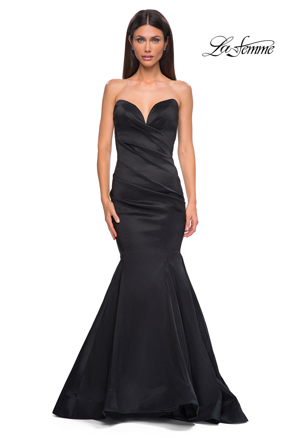 La Femme 32791 prom dress images. La Femme 32791 is available in these colors: Black, Dark Berry, Dark Emerald, Royal Blue.
