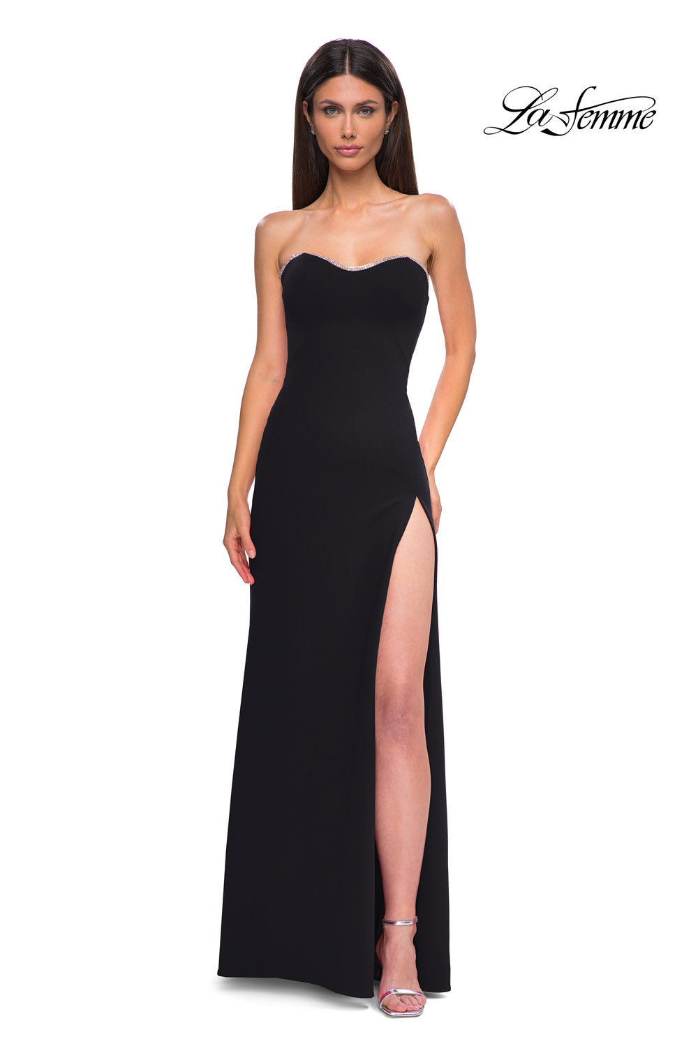 La Femme 32829 prom dress images. La Femme 32829 is available in these colors: Black, Ivory, Pale Yellow, Red, Royal Blue, Teal.