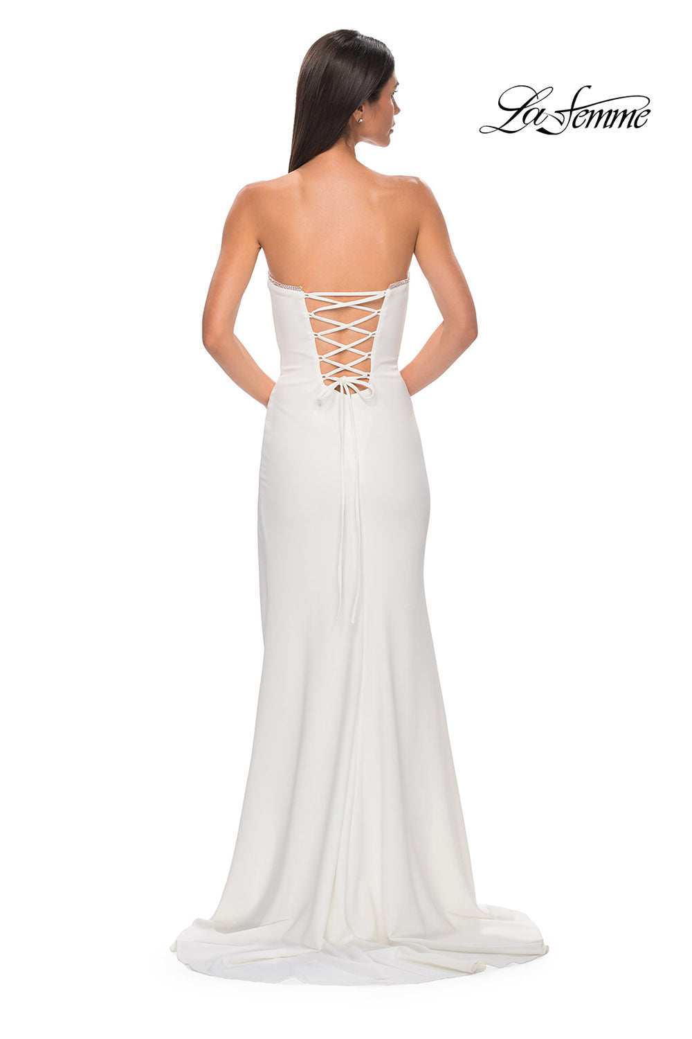 La Femme 32829 prom dress images. La Femme 32829 is available in these colors: Black, Ivory, Pale Yellow, Red, Royal Blue, Teal.