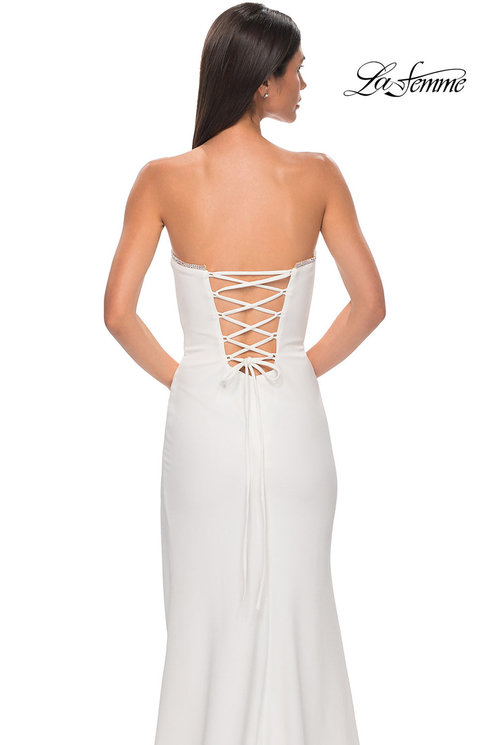 La Femme 32829 prom dress images. La Femme 32829 is available in these colors: Black, Ivory, Pale Yellow, Red, Royal Blue, Teal.