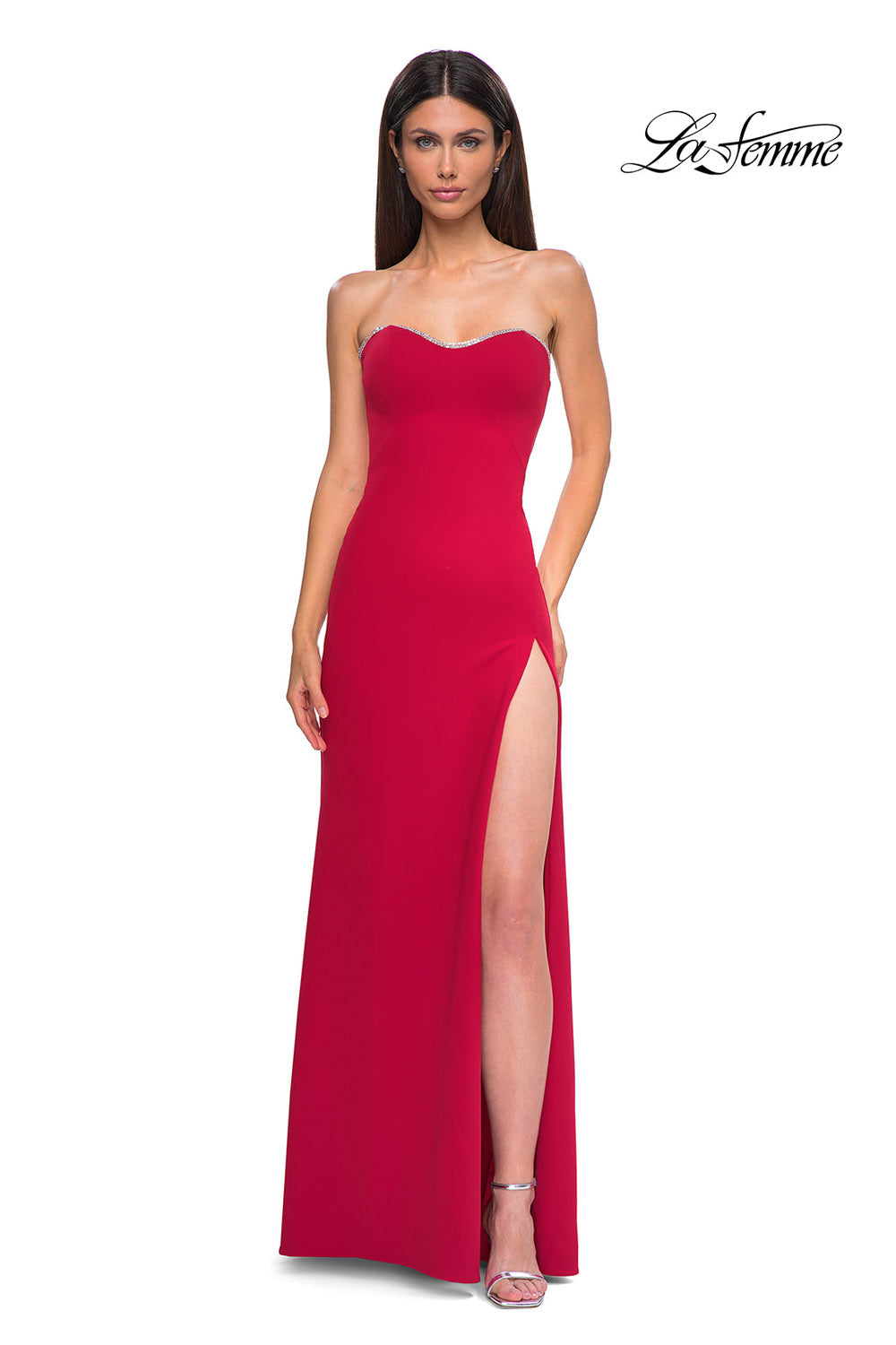 La Femme 32829 prom dress images. La Femme 32829 is available in these colors: Black, Ivory, Pale Yellow, Red, Royal Blue, Teal.