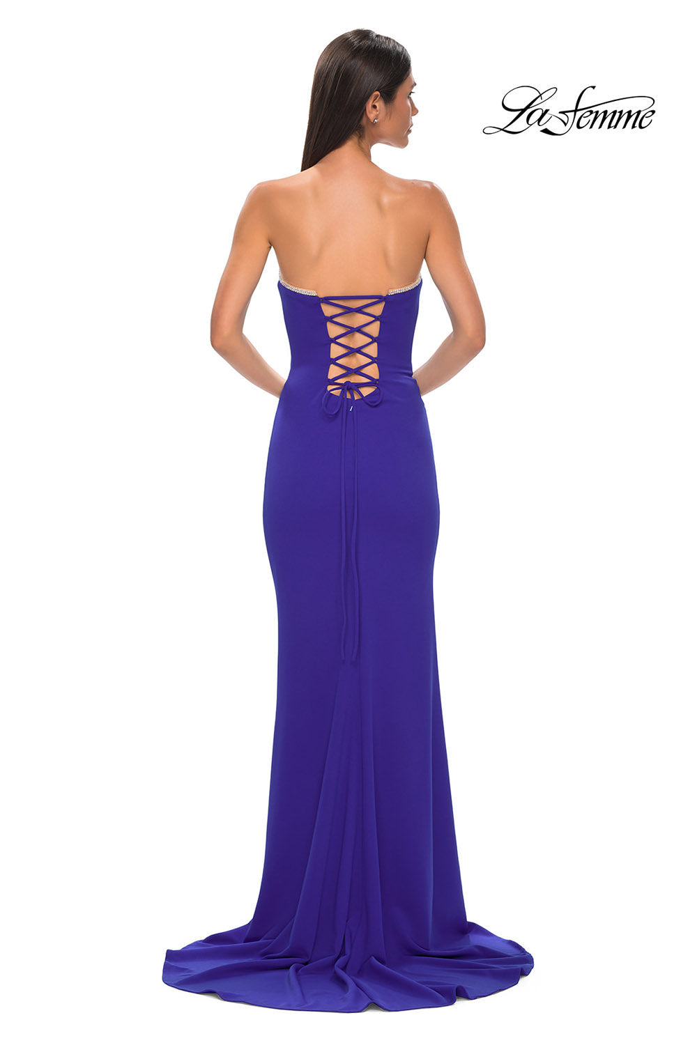 La Femme 32829 prom dress images. La Femme 32829 is available in these colors: Black, Ivory, Pale Yellow, Red, Royal Blue, Teal.