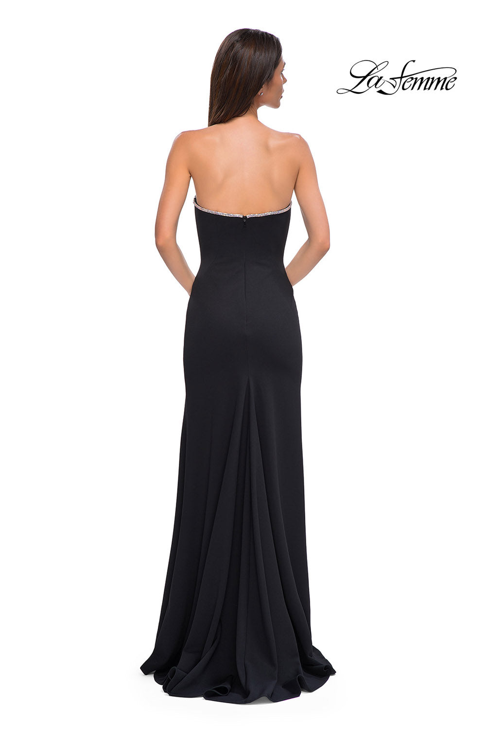 La Femme 32854 prom dress images. La Femme 32854 is available in these colors: Black, Ivory, Red.
