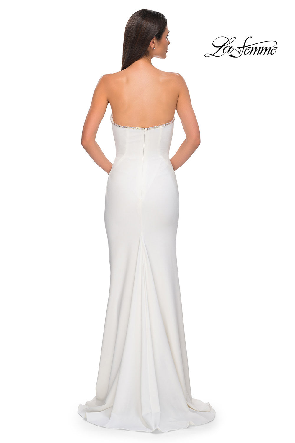 La Femme 32854 prom dress images. La Femme 32854 is available in these colors: Black, Ivory, Red.
