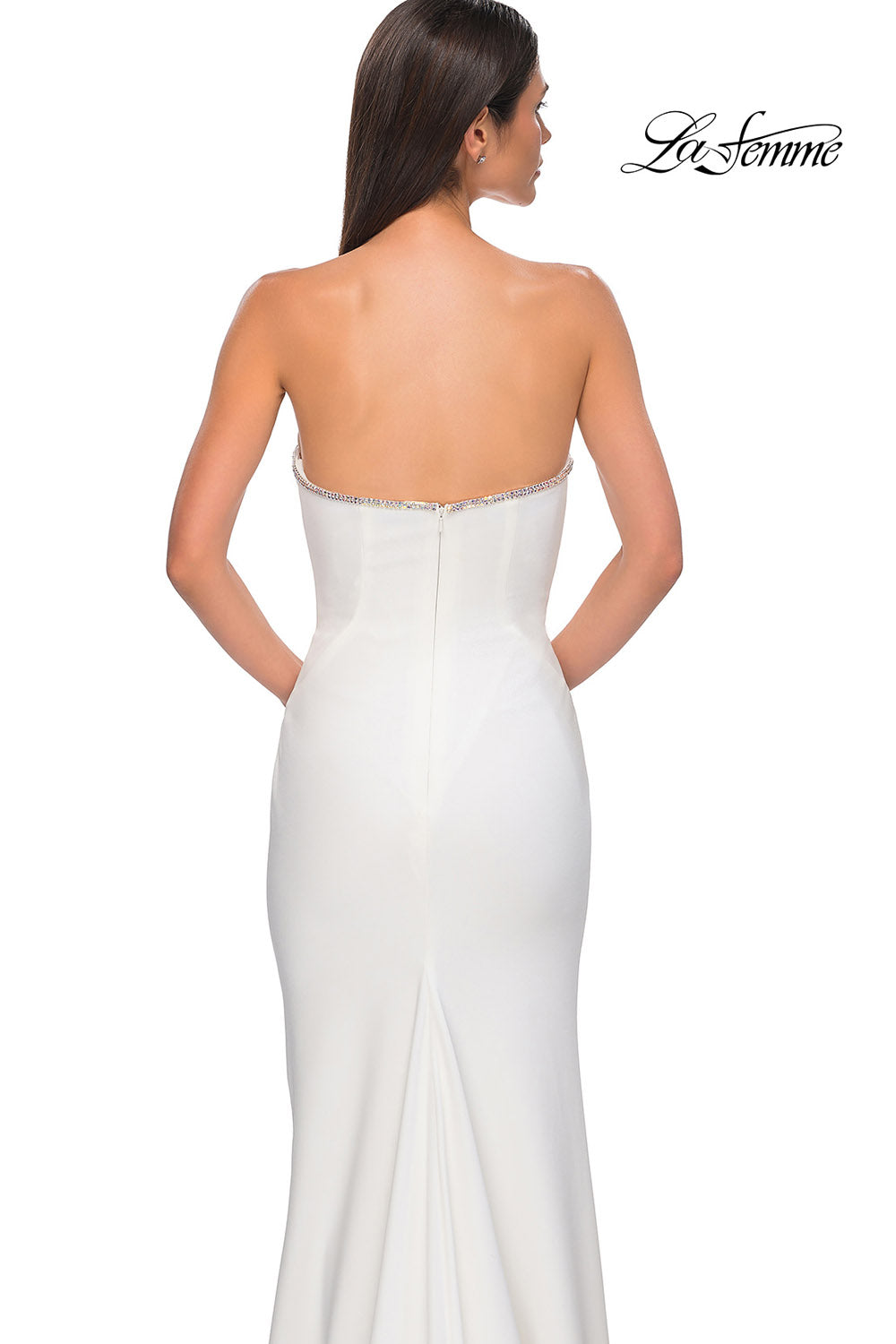 La Femme 32854 prom dress images. La Femme 32854 is available in these colors: Black, Ivory, Red.