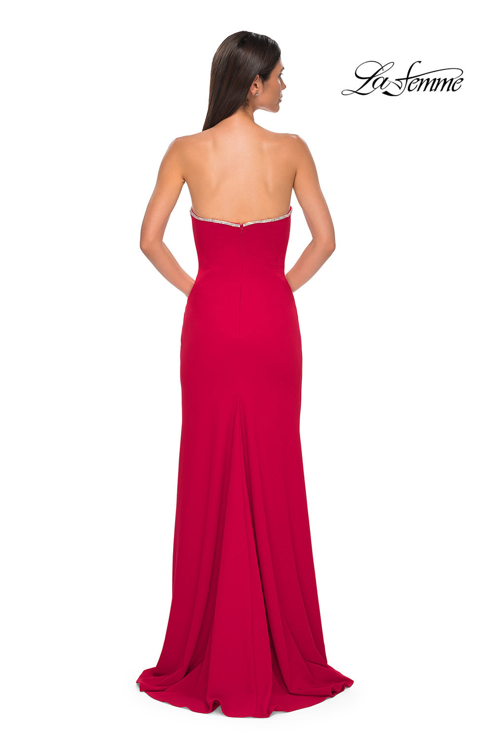 La Femme 32854 prom dress images. La Femme 32854 is available in these colors: Black, Ivory, Red.