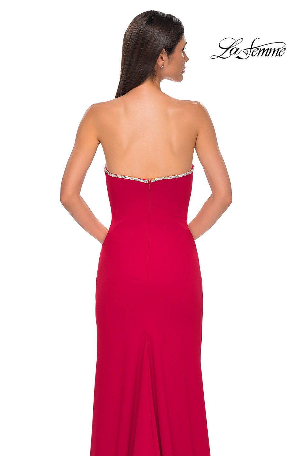 La Femme 32854 prom dress images. La Femme 32854 is available in these colors: Black, Ivory, Red.