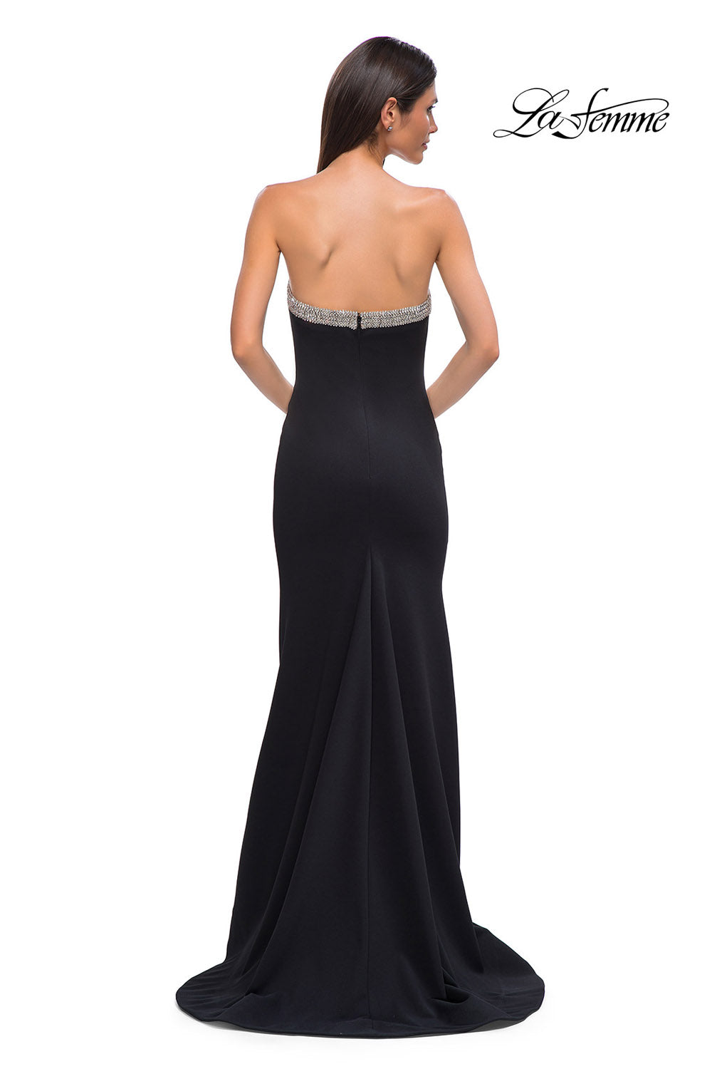 La Femme 32891 prom dress images. La Femme 32891 is available in these colors: Black, Ivory, Red.