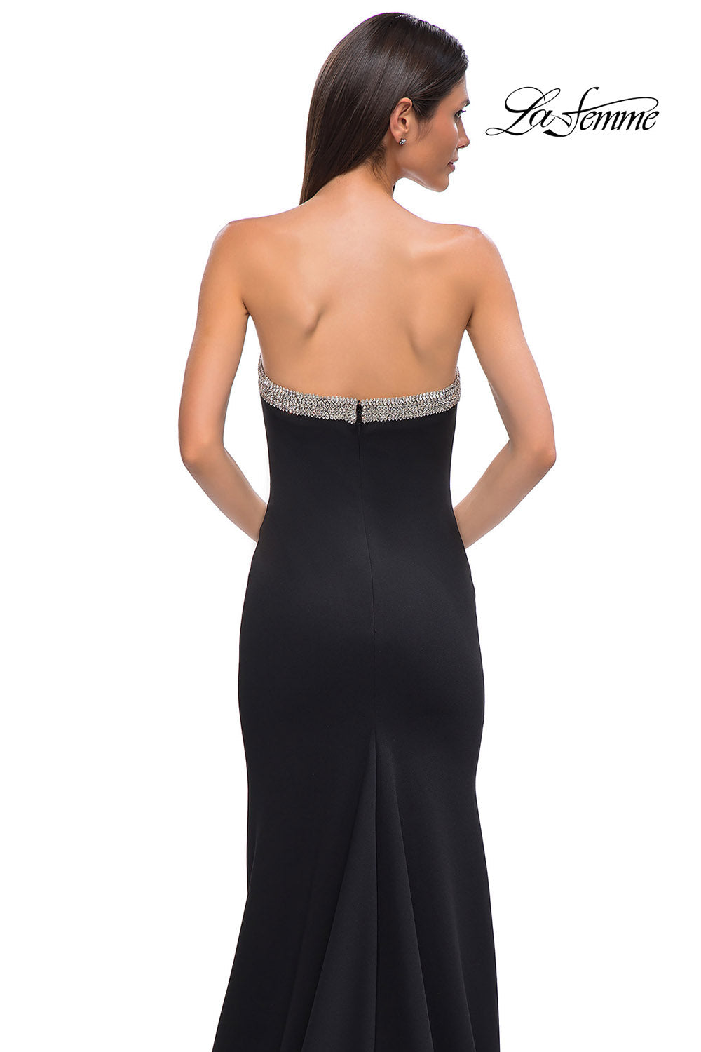 La Femme 32891 prom dress images. La Femme 32891 is available in these colors: Black, Ivory, Red.