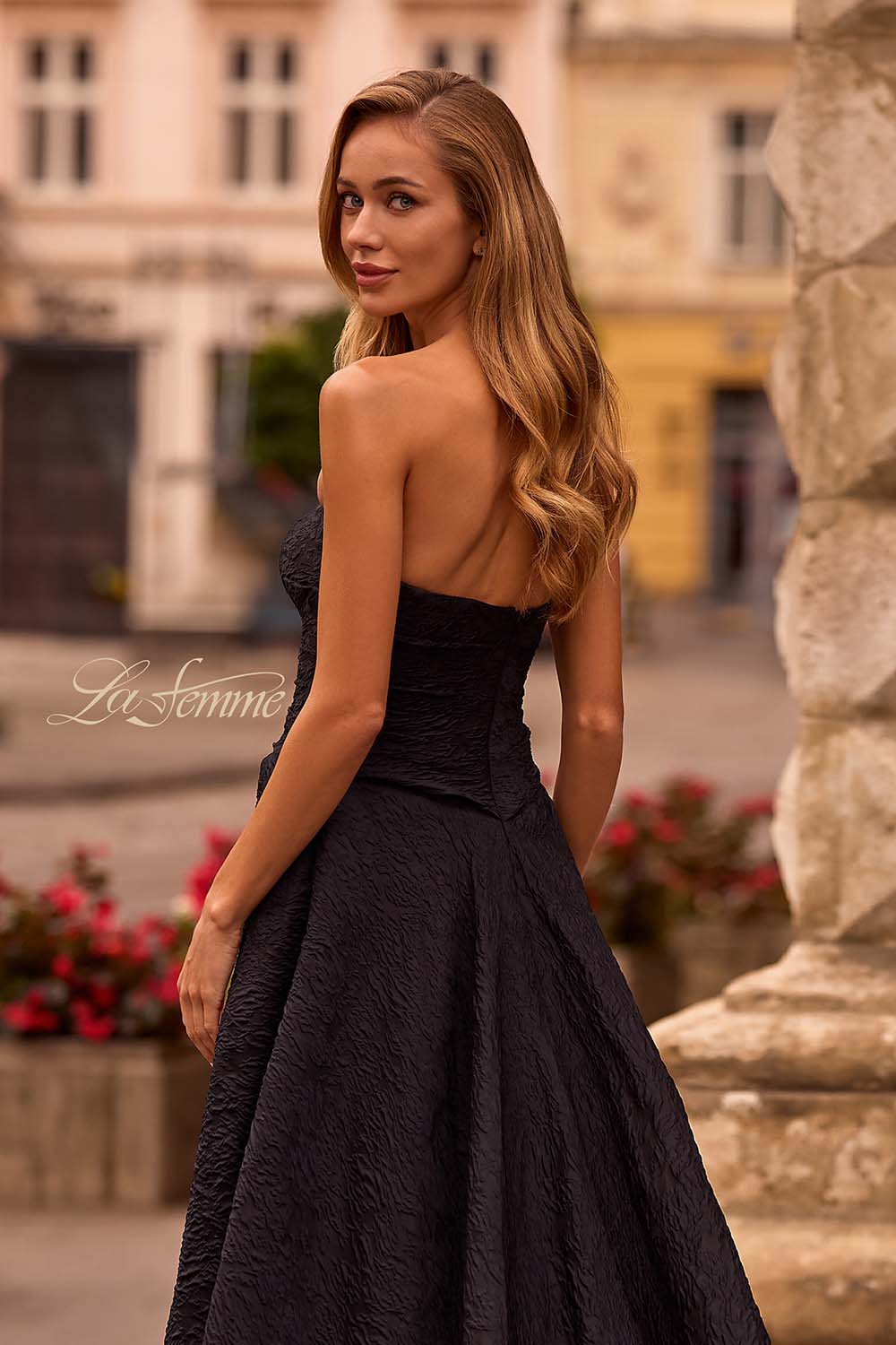 La Femme 32893 prom dress images. La Femme 32893 is available in these colors: Black.