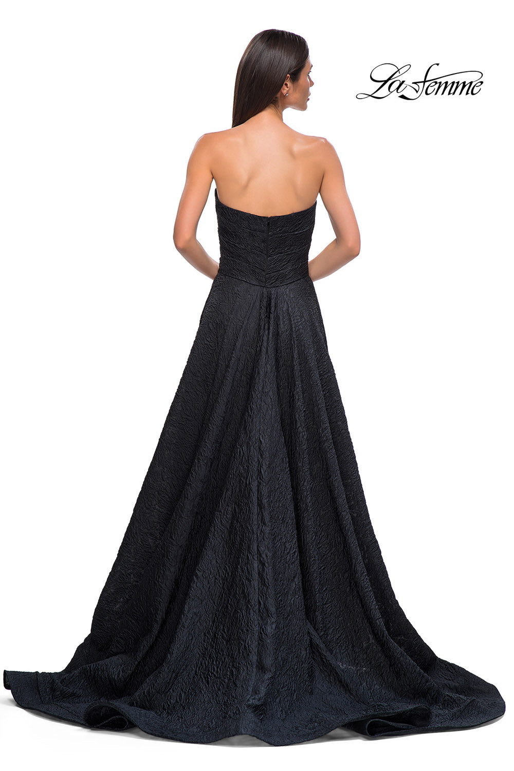 La Femme 32893 prom dress images. La Femme 32893 is available in these colors: Black.