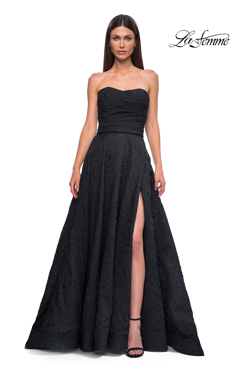 La Femme 32893 prom dress images. La Femme 32893 is available in these colors: Black.