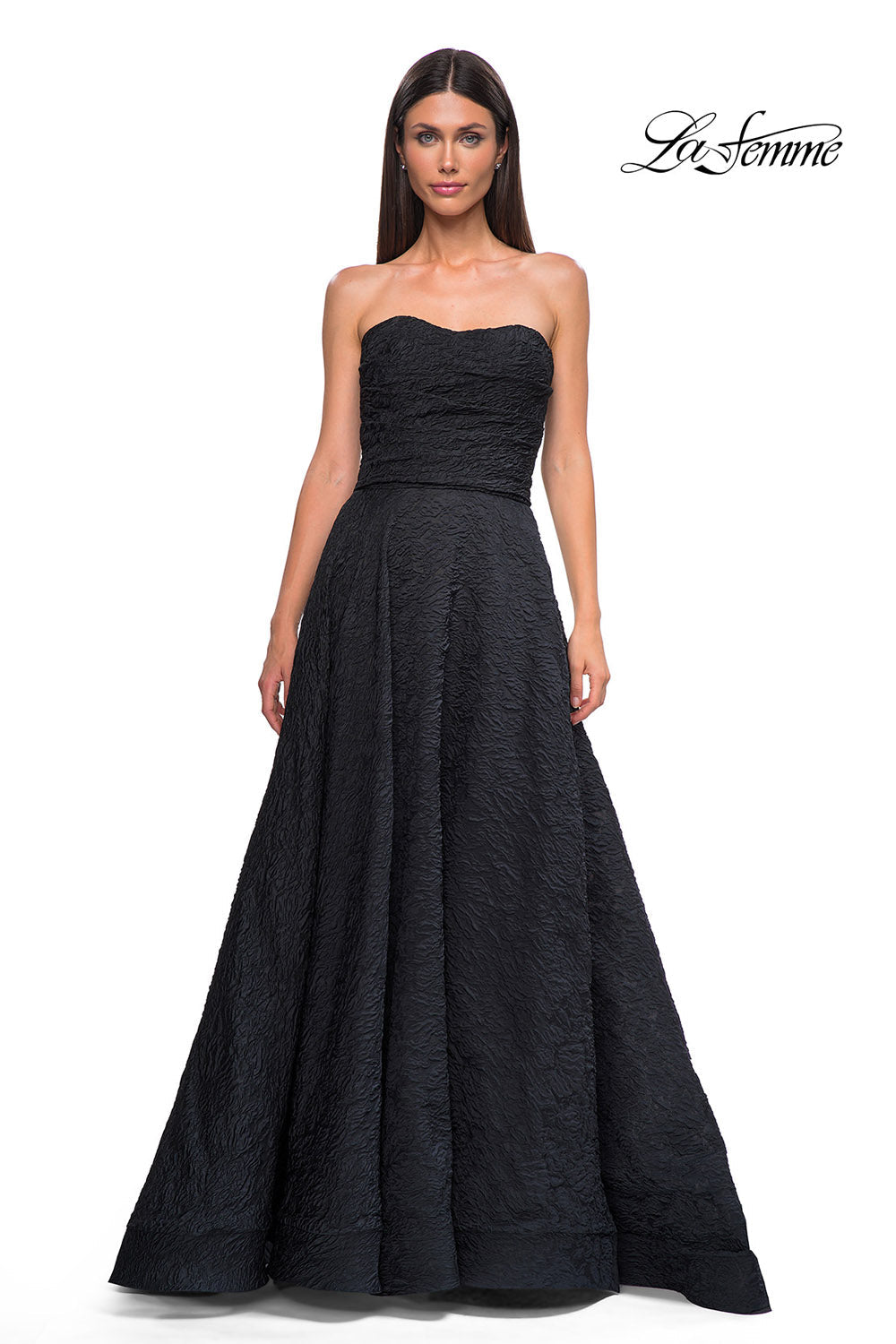 La Femme 32893 prom dress images. La Femme 32893 is available in these colors: Black.