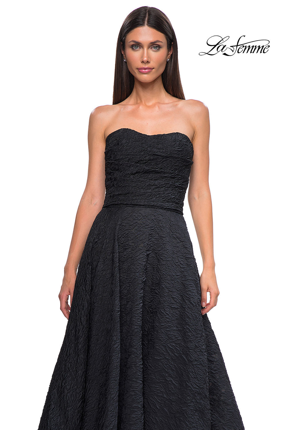 La Femme 32893 prom dress images. La Femme 32893 is available in these colors: Black.
