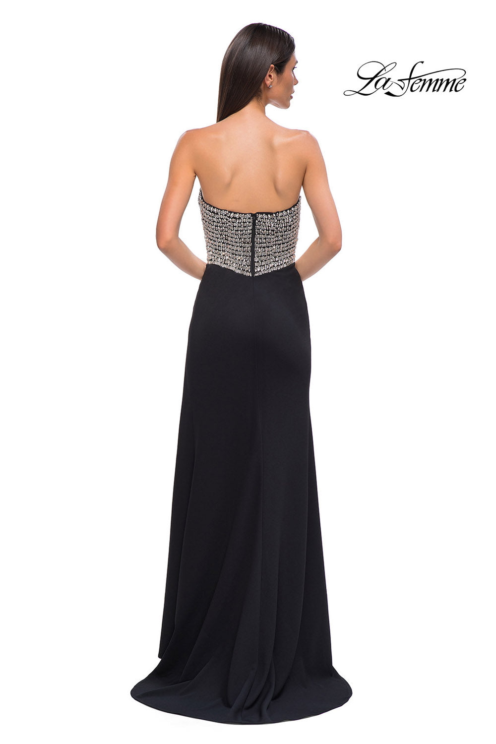 La Femme 32910 prom dress images. La Femme 32910 is available in these colors: Black, Ivory.
