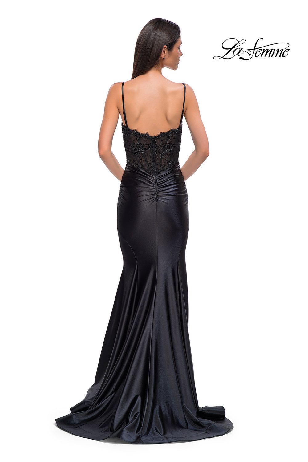 La Femme 32916 prom dress images. La Femme 32916 is available in these colors: Black.
