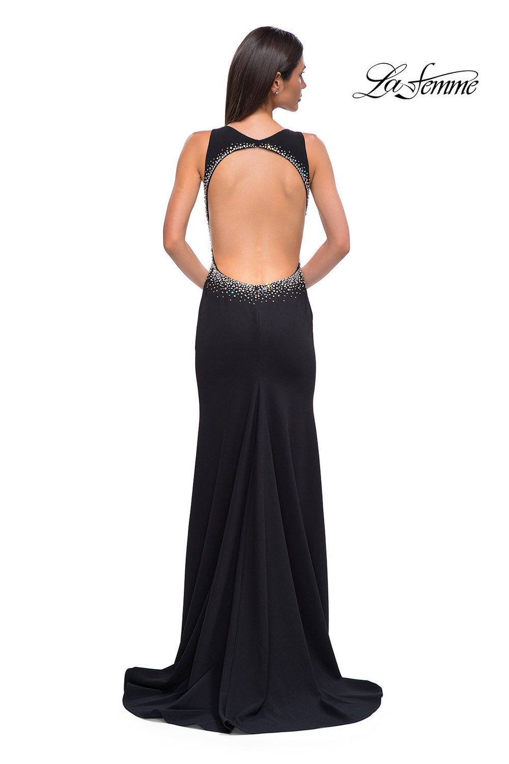 La Femme 32922 prom dress images. La Femme 32922 is available in these colors: Black, Ivory, Red.
