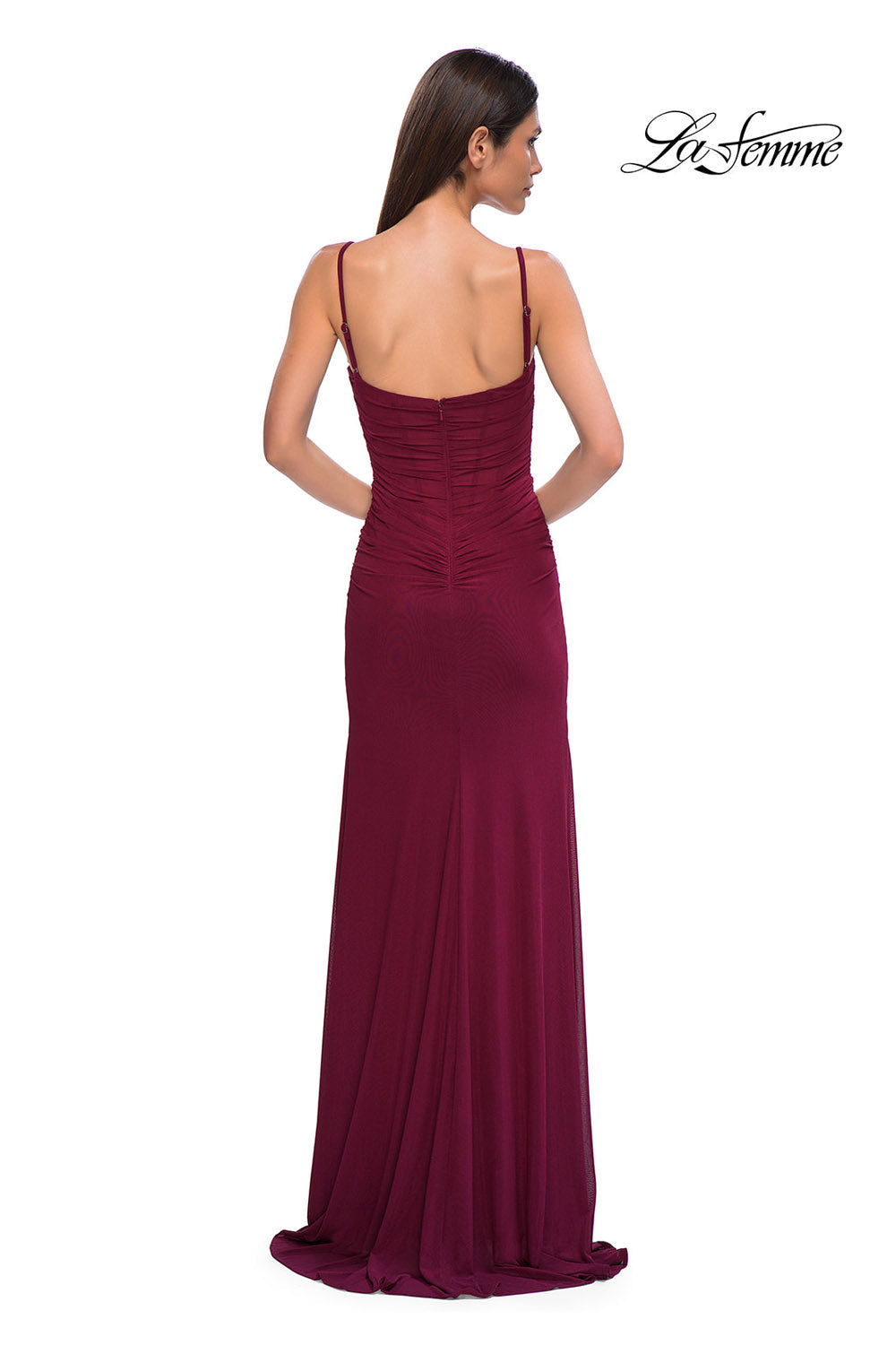 La Femme 32925 prom dress images. La Femme 32925 is available in these colors: Dark Berry, Emerald, Royal Blue.