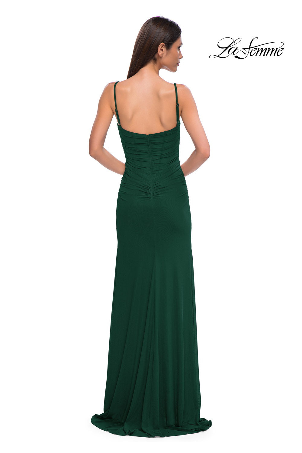 La Femme 32925 prom dress images. La Femme 32925 is available in these colors: Dark Berry, Emerald, Royal Blue.