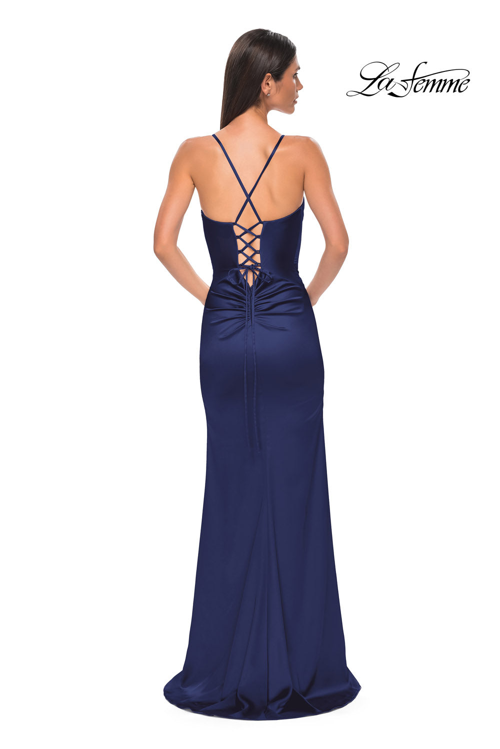 La Femme 33010 prom dress images. La Femme 33010 is available in these colors: Navy, Olive, Taupe.