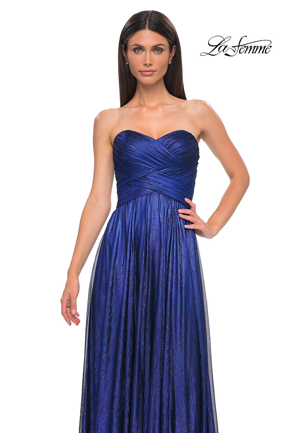 La Femme 32382 prom dress images.  La Femme 32382 is available in these colors: Emerald, Gold, Royal Blue, Royal Purple.