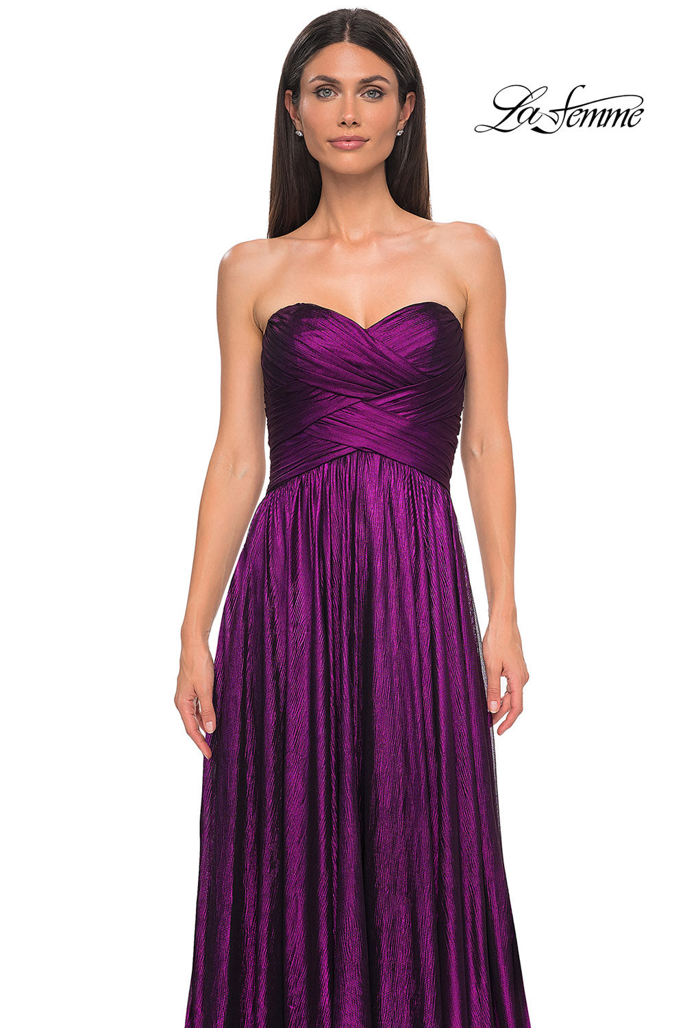 La Femme 32382 prom dress images.  La Femme 32382 is available in these colors: Emerald, Gold, Royal Blue, Royal Purple.