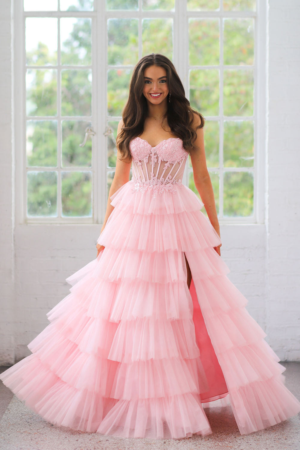 Miah Vega 24507 prom dress images. Miah Vega 24507 is available in these colors: Blush, Light Blue, White.