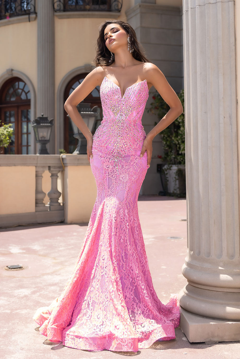 Portia and Scarlett PS25168 prom dress images. Portia and Scarlett PS25168 is available in these colors: Blue, Pink.