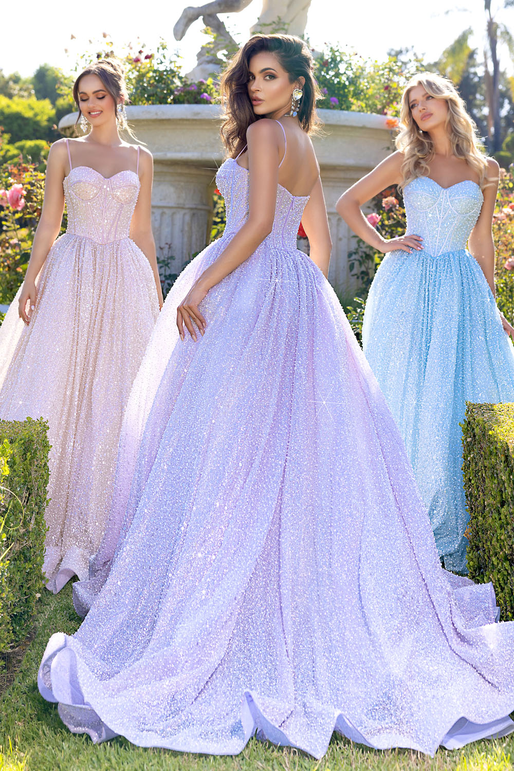 Portia and Scarlett PS25308 prom dress images. Portia and Scarlett PS25308 is available in these colors: Lilac, Pink, Blue.