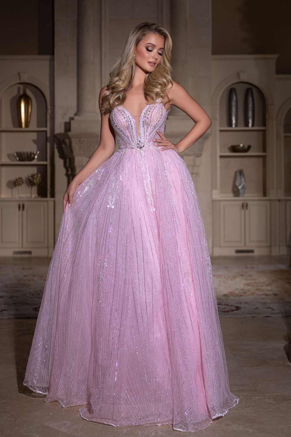 Portia and Scarlett PS25310 prom dress images. Portia and Scarlett PS25310 is available in these colors: Light Blue, Mint, Pink, White, Yellow.