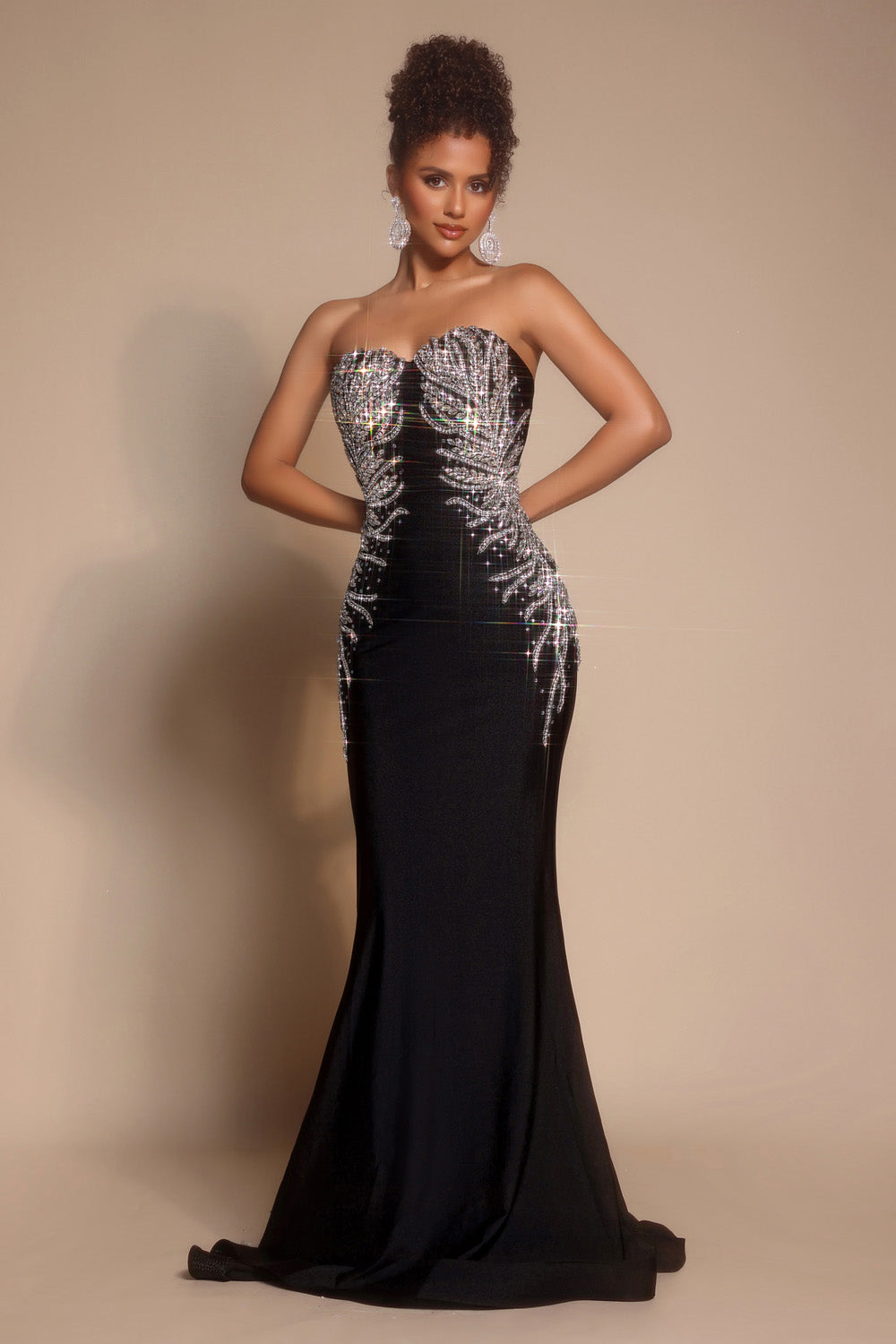 Portia and Scarlett PS26331e Black mermaid prom dress with stunning beading and a sweetheart neckline.
