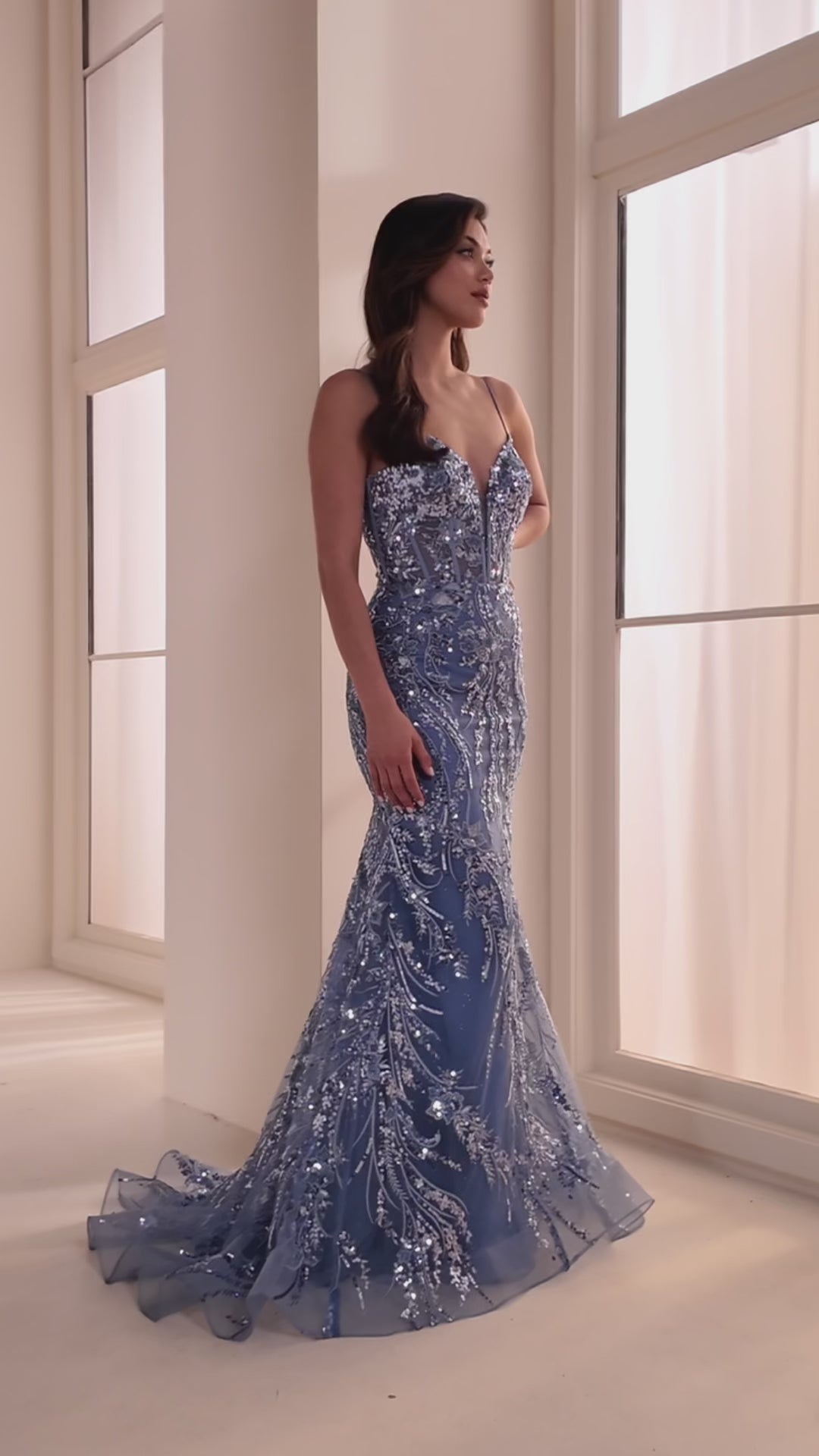 Ellie Wilde EW35039 prom dress video. Ellie Wilde EW35039 is available in these colors: Black, Ruby, Lilac, Steel Blue.