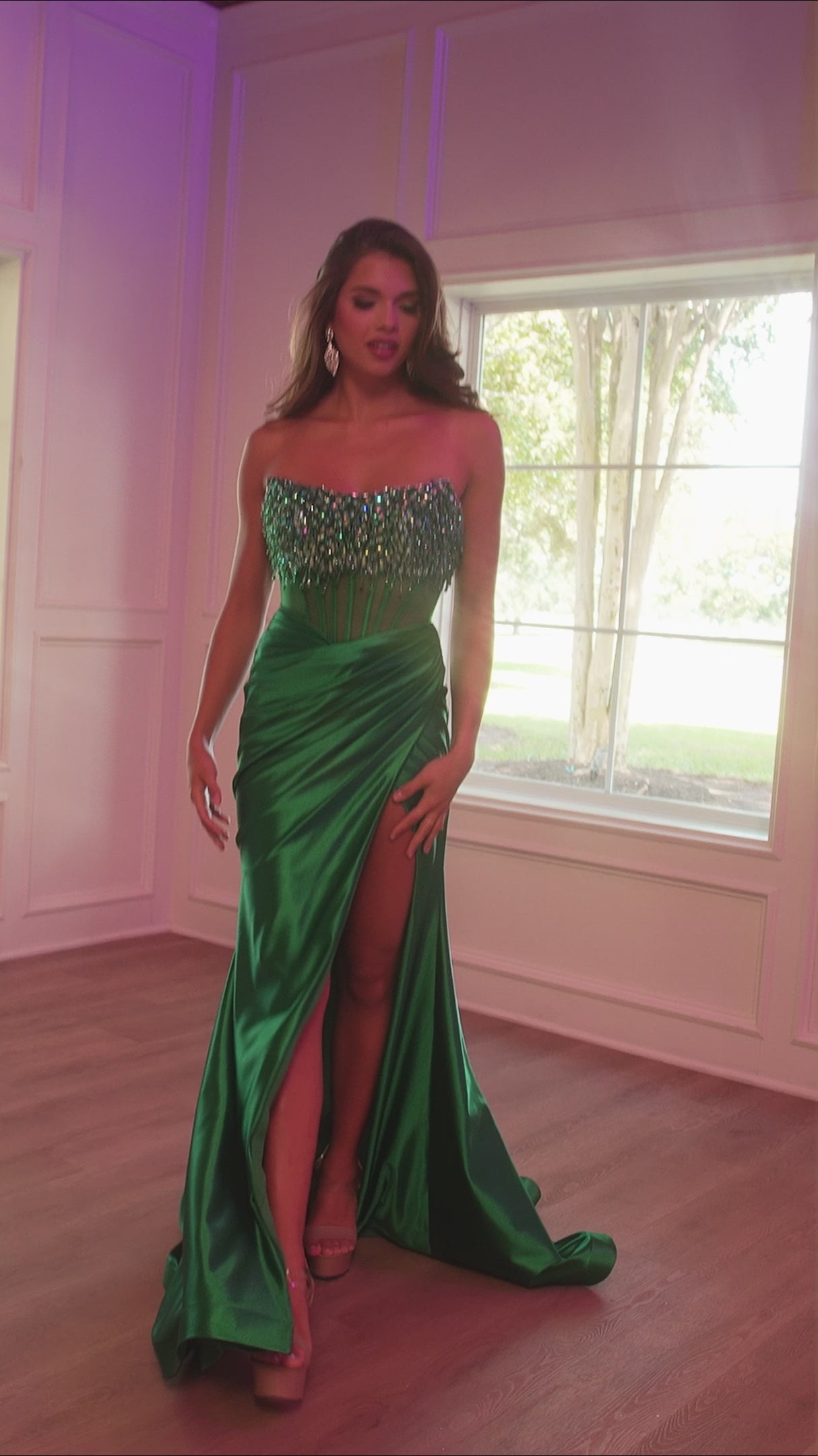Rachel Allan 70817 prom dress video.  Rachel Allan 70817 is available in these colors: Champagne, Emerald, Hot Pink, Midnight Blue, Rose Gold.