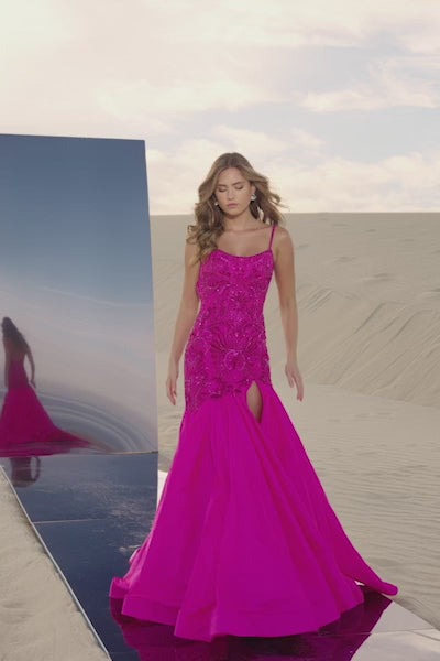 Sherri Hill 56831 prom dress video. Sherri Hill 56831 is available in these colors: Peacock, Periwinkle, Jade, Orange, Aqua, Yellow, Bright Fuchsia.